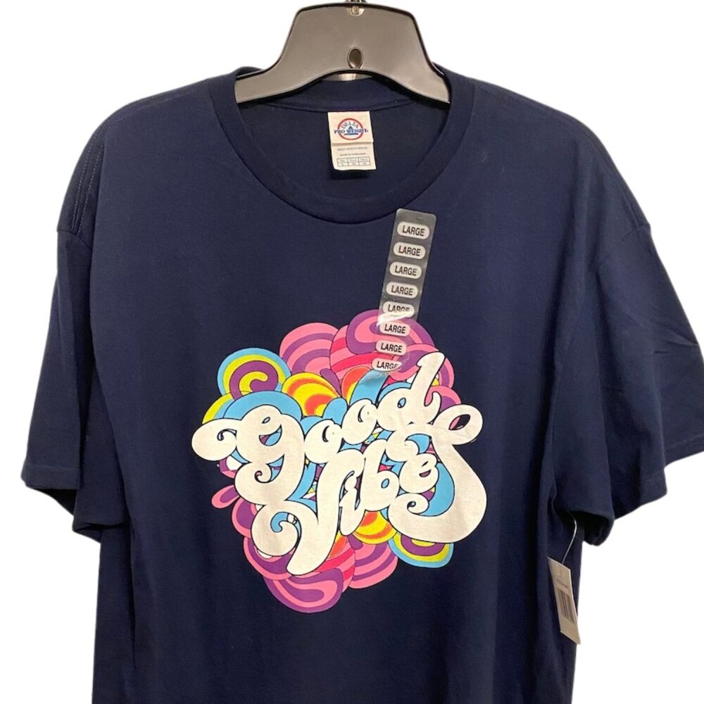 Good Vibes Single Stitch Graphic T-Shirt - Large Delta Pro Weight